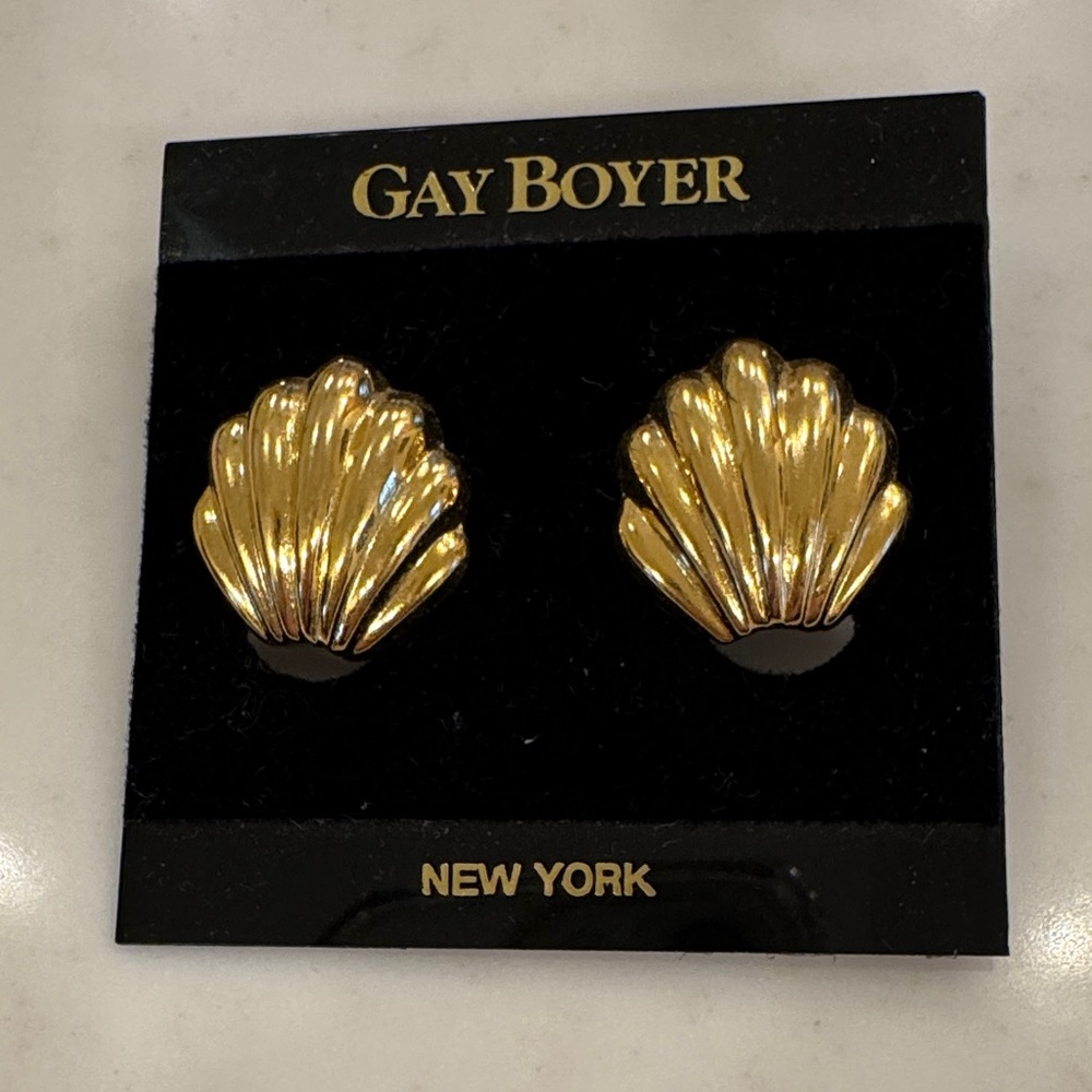 Gay Boyer Gold Shell Earrings